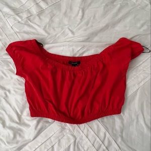 Red off the shoulder crop top